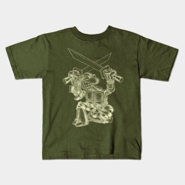 Ninja Turtle - White on Dark Kids T-Shirt by Ricardo77